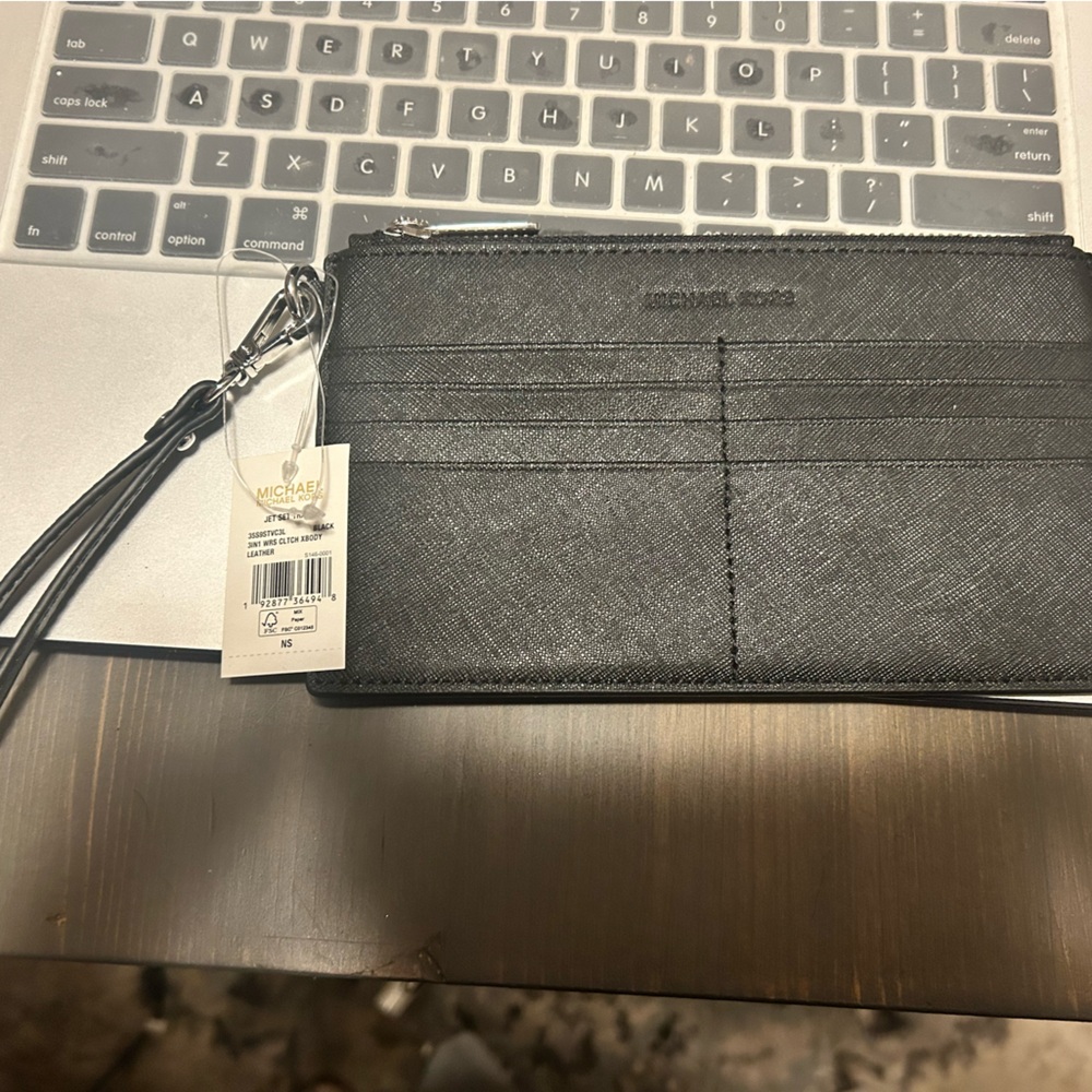 Michael Kors Charcoal Card Holder Wristlet NWT